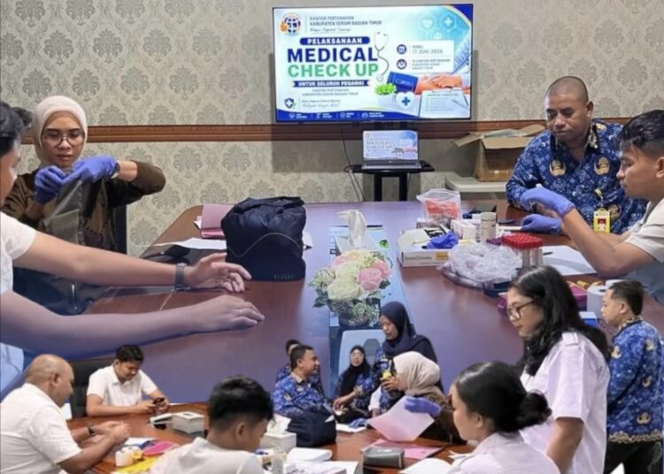 Seluruh pegawai pada Kantor Pertanahan Kabupaten Seram Bagian Timur (SBT) melakukan Medical Check Up (MCU) di Kantor Pertanahan SBT pada rabu (17/06/2026).