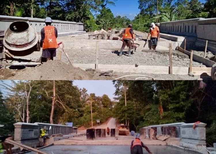 Progres pekerjaan jembatan di ruas Bula-Masiwang-Airnanang, Kabupaten SBT (Dok : Ist)