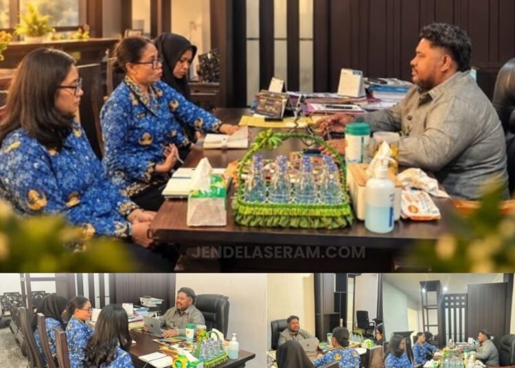 Kepala Kantor Pertanahan SBT Rosa F. C. Batmomolin berkoordinasi dengan Wakil Bupati SBT M. Miftah Thoha R. Wattimena (Dok : Ist)